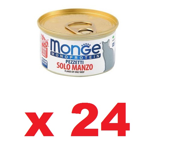 Монж 80гр - Cat Monoprotein - Говядина - Мясные Хлопья - для кошек (Monge) 1кор = 24шт