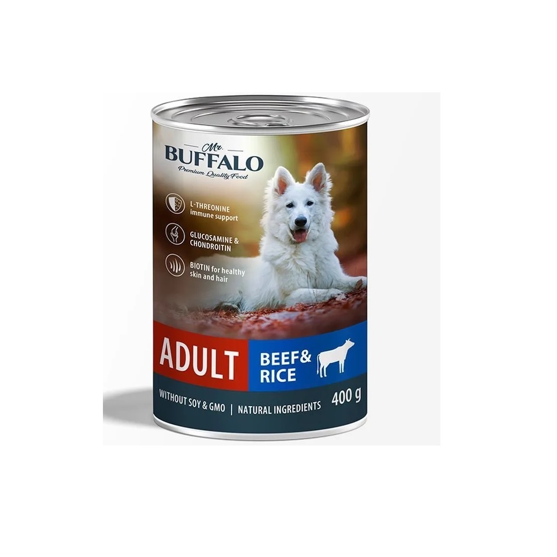 Мистер Буффало 400гр - Говядина/Рис - консервы для собак (Mr.Buffalo)