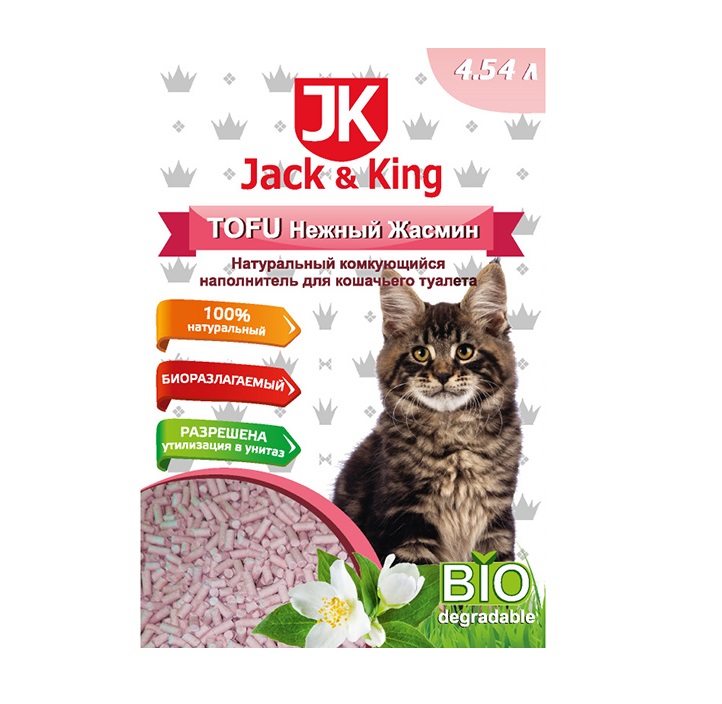ДжекКинг 4,54л - тофу комкующийся - Жасмин (Jack&King) + Подарок