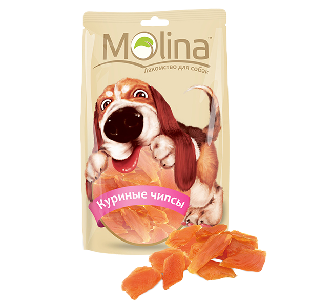 Молина 80гр - Куриные чипсы, лакомство для собак (Molina)