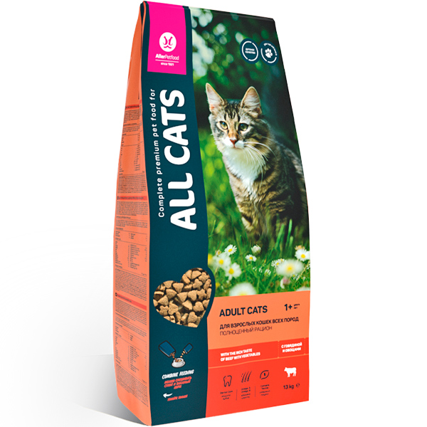 Ол Кэтс для кошек Говядина/Овощи 2,4кг (All Cats)