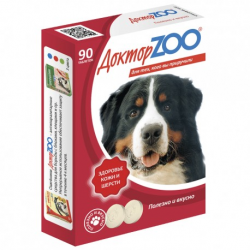 Доктор Зоо для собак 90шт, Биотин (Красивая шерсть) + Подарок