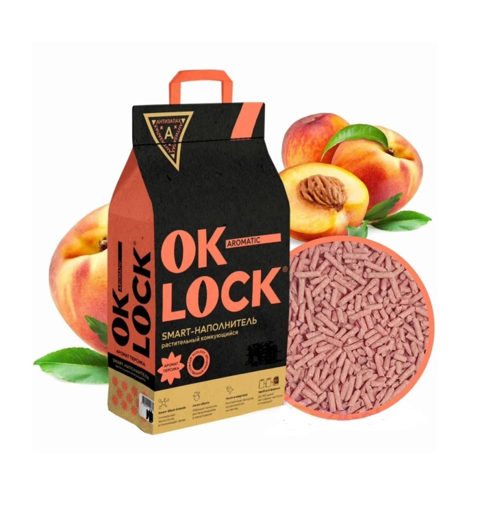 Ок-Лок 11л - Персик - Тофу - комкующийся растительный (Ok-Lock)