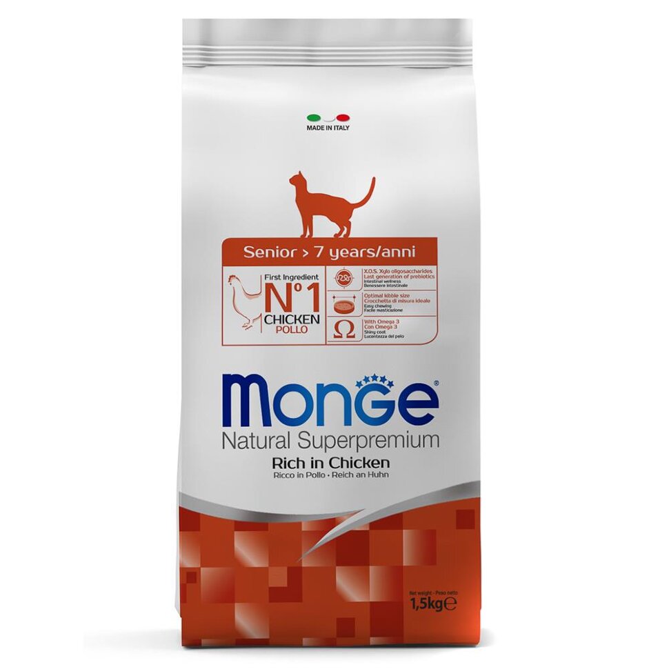 Монж 1,5кг Сеньор - корм для пожилых кошек 7+ (Monge)