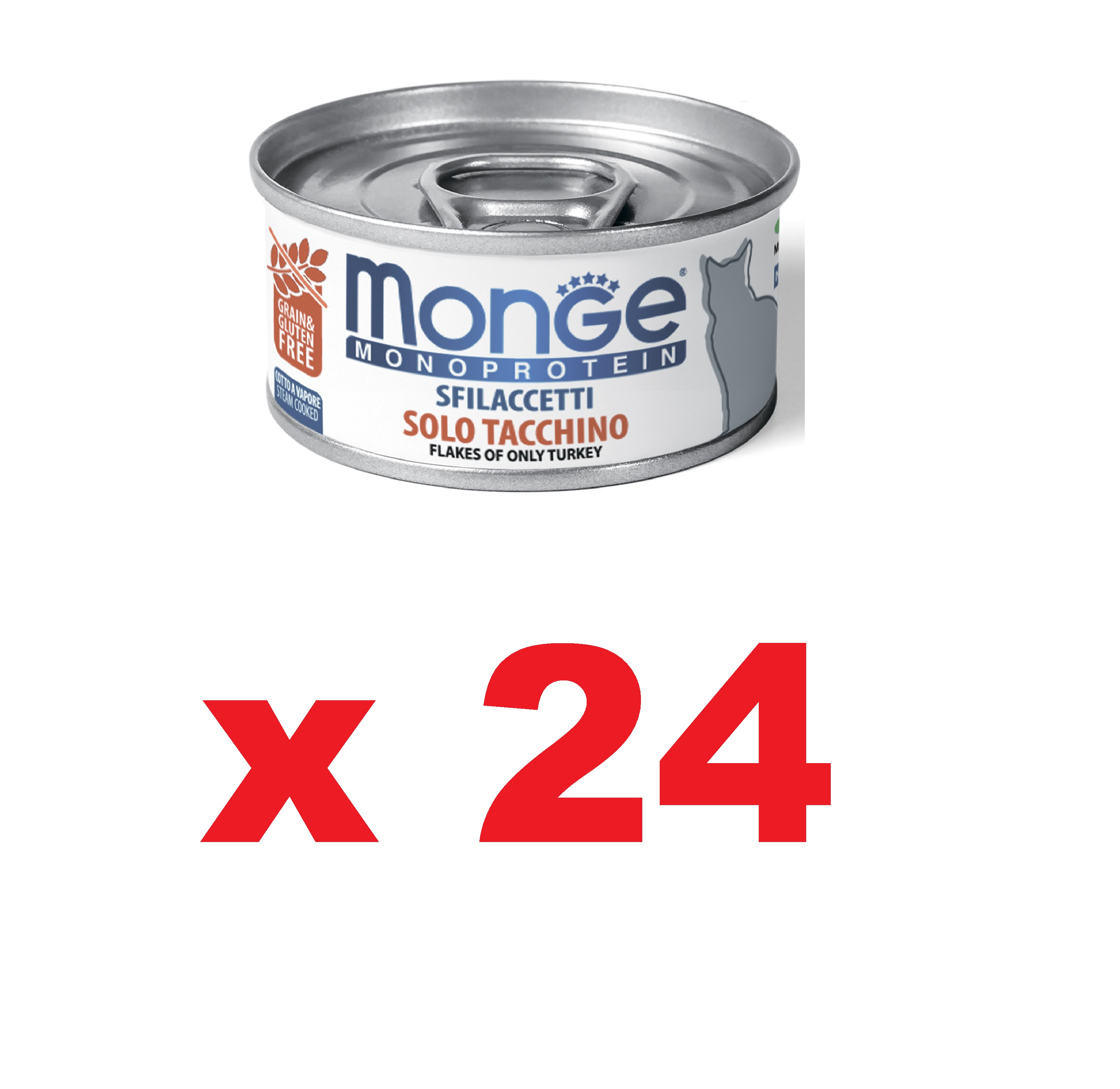 Монж 80гр - Cat Monoprotein - Индейка - Мясные Хлопья - для кошек (Monge) 1кор = 24шт