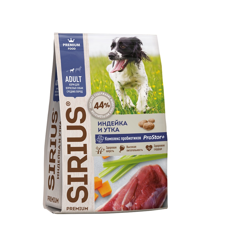 Сириус 12кг - для Средних собак, Индейка/Утка (Sirius) + Подарок