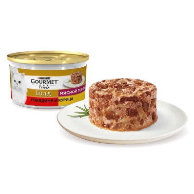 Гурме Голд 85гр - Мясной тортик - Говядина и Курица (Gourmet)