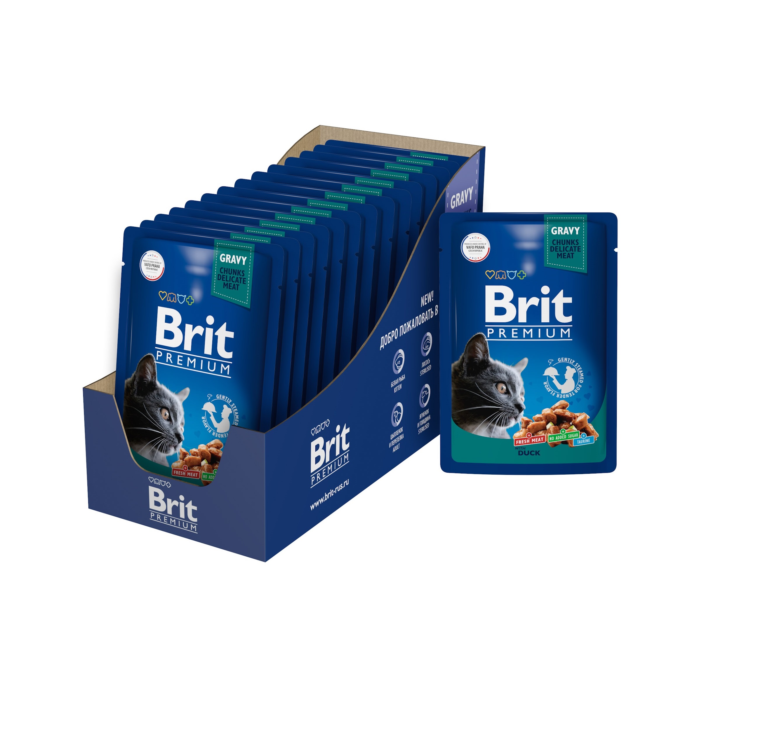 Брит Премиум пауч 85гр - Соус - Утка (Brit Premium by Nature) 1кор = 14шт