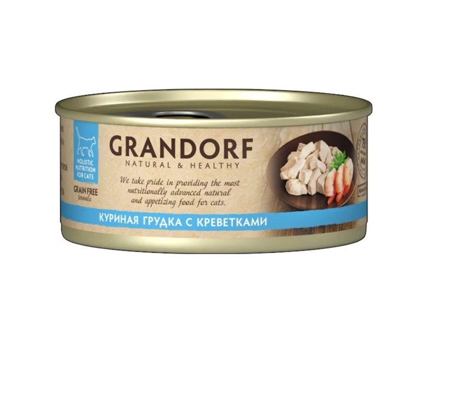 Грандорф 70гр - Куриная Грудка/Креветки, консервы для кошек (Grandorf)